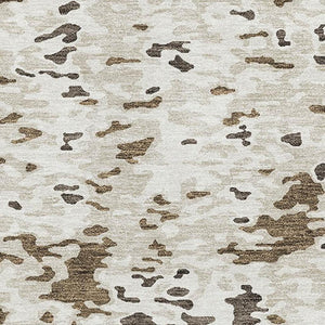 HomeRoots 8' X 10' Abstract Washable Area Rug in Brown, Ivory & Beige - UV Protected, Stain-Resistant Design 675106