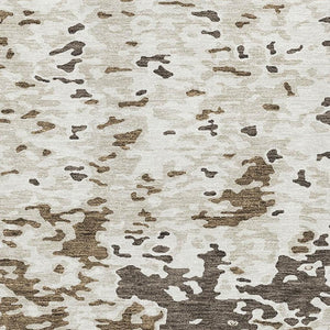 HomeRoots 8' X 10' Abstract Washable Area Rug in Brown, Ivory & Beige - UV Protected, Stain-Resistant Design 675106