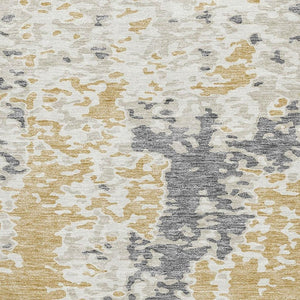 HomeRoots 8' X 10' Gold Ivory Gray Abstract Washable Area Rug - Durable, UV Protected, Modern Style for Families 675112