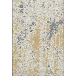 HomeRoots 10' Gold Ivory Gray Abstract Washable Area Rug - Durable, Stain Resistant, UV Protected for Families 675114