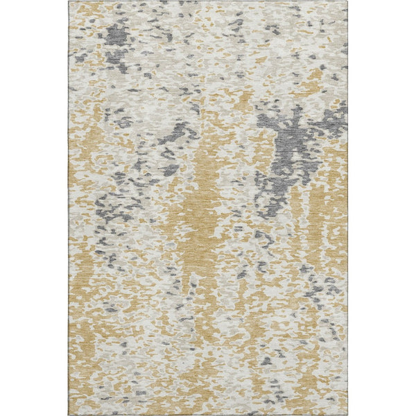 HomeRoots 10' Gold Ivory Gray Abstract Washable Area Rug - Durable, Stain Resistant, UV Protected for Families 675114