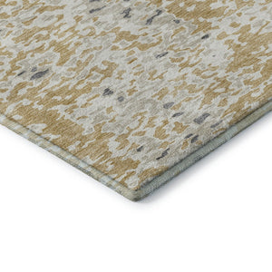 HomeRoots 10' Gold Ivory Gray Abstract Washable Area Rug - Durable, Stain Resistant, UV Protected for Families 675114