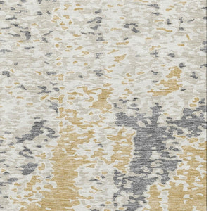 HomeRoots 10' Gold Ivory Gray Abstract Washable Area Rug - Durable, Stain Resistant, UV Protected for Families 675114