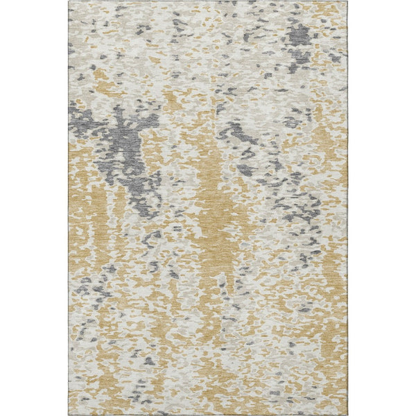 HomeRoots 10' Gold Ivory Gray Abstract Washable Area Rug - Durable, Stain Resistant, UV Protected for Families 675114