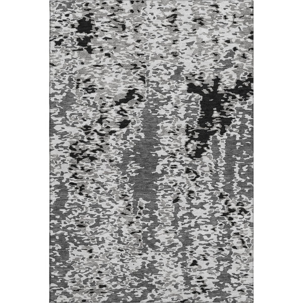 HomeRoots 5' X 8' Modern Abstract Area Rug in Gray, Silver & Black - Washable, UV Protected, Pet-Friendly Design 675116