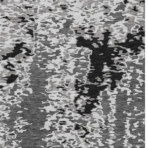 HomeRoots 5' X 8' Modern Abstract Area Rug in Gray, Silver & Black - Washable, UV Protected, Pet-Friendly Design 675116