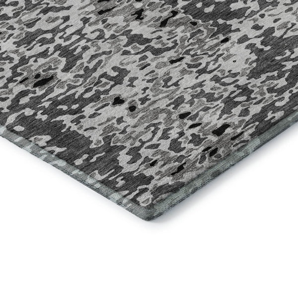 HomeRoots 8' X 10' Gray Silver and Black Abstract Area Rug - Durable, Stain-Resistant, UV Protected Design for Modern Homes 675118
