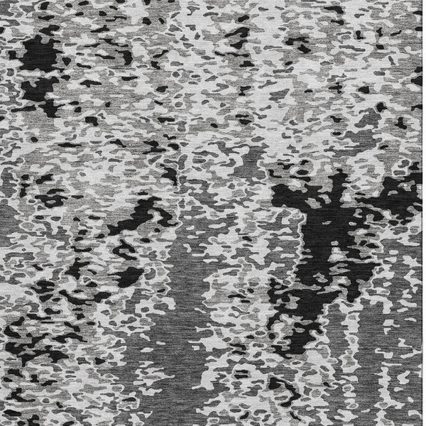 HomeRoots 8' X 10' Gray Silver and Black Abstract Area Rug - Durable, Stain-Resistant, UV Protected Design for Modern Homes 675118