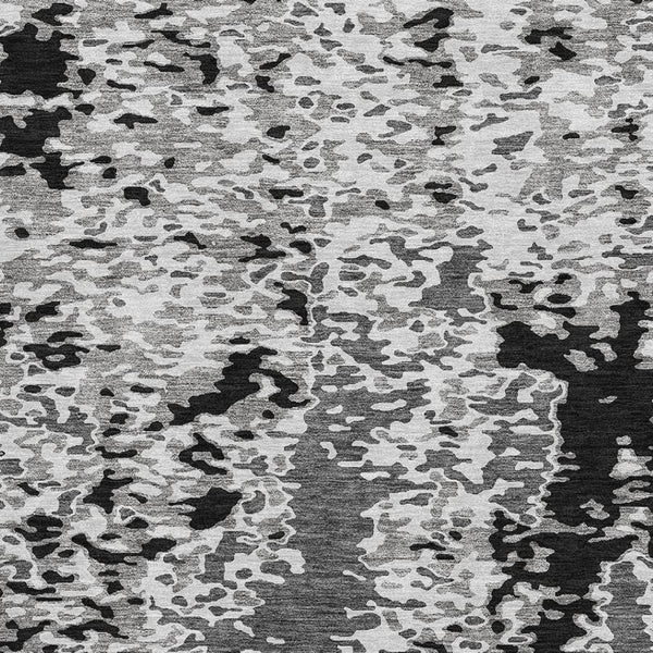 HomeRoots 9' X 12' Abstract Area Rug in Gray, Silver, and Black - Washable, UV-Protected for High-Traffic Spaces 675119