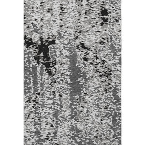 HomeRoots 9' X 12' Abstract Area Rug in Gray, Silver, and Black - Washable, UV-Protected for High-Traffic Spaces 675119