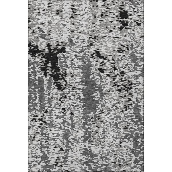 HomeRoots 9' X 12' Abstract Area Rug in Gray, Silver, and Black - Washable, UV-Protected for High-Traffic Spaces 675119