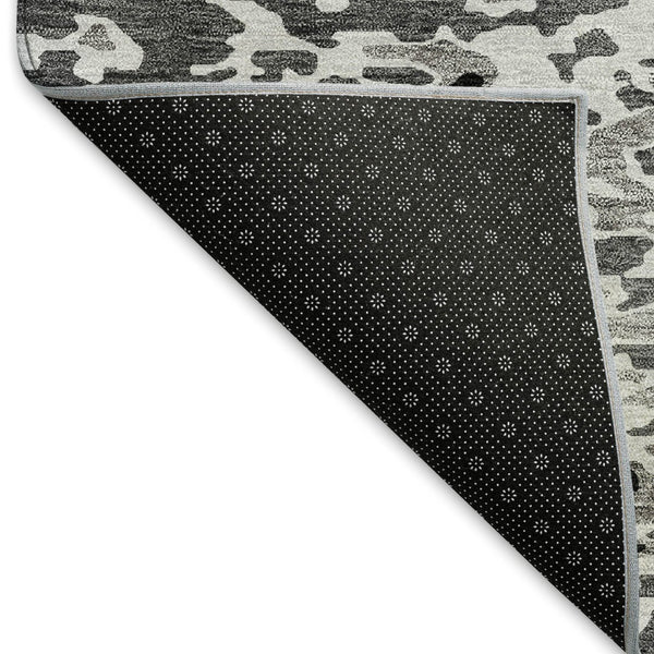 HomeRoots 10' X 14' Gray Silver and Black Abstract Washable Area Rug - UV Protected, Modern & Easy Care Design 675120