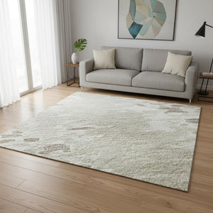 HomeRoots 5' X 8' Ivory And Beige Abstract Washable Area Rug - Soft, Durable, UV-Protected for Any Space! 675122