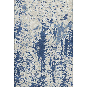 HomeRoots 10' X 14' Navy Blue & Ivory Abstract Area Rug - Washable, UV-Protected, Durable for Homes with Kids & Pets 675132