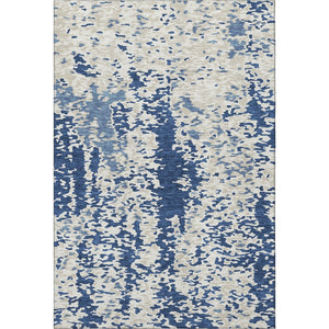 HomeRoots 10' X 14' Navy Blue & Ivory Abstract Area Rug - Washable, UV-Protected, Durable for Homes with Kids & Pets 675132