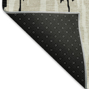 HomeRoots 8' X 10' Modern Black and Ivory Abstract Washable Area Rug with UV Protection for Home Elegance 675136