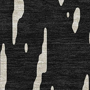 HomeRoots 9' X 12' Black And Ivory Abstract Area Rug - Washable, Stain-Resistant, UV Protected for Modern Homes 675137