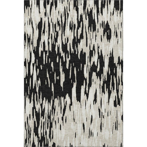 HomeRoots 10' X 14' Black And Ivory Abstract Area Rug - Stylish, Washable, UV-Protected for High-Traffic Areas 675138
