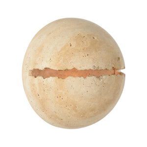 Wildwood Lunar Travertine Sconce — Handcrafted Split-Sphere Wall Light, Damp-Rated Sculptural Accent (8" H) 67514