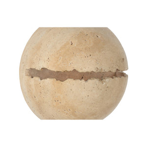 Wildwood Lunar Travertine Sconce — Handcrafted Split-Sphere Wall Light, Damp-Rated Sculptural Accent (8" H) 67514