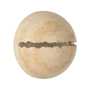 Wildwood Lunar Travertine Sconce — Handcrafted Split-Sphere Wall Light, Damp-Rated Sculptural Accent (8" H) 67514