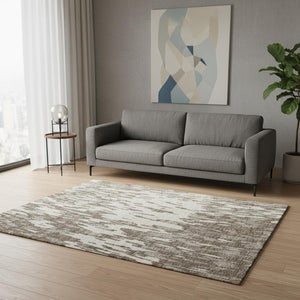HomeRoots 5' X 8' Brown And Ivory Abstract Area Rug - Stylish, Washable, UV-Protected for Everyday Living 675140
