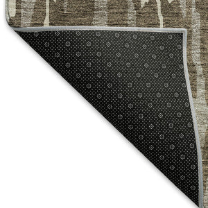 HomeRoots 8' Brown And Ivory Abstract Round Washable Rug - UV Protected, Stain Resistant, Ideal for Active Homes 675141
