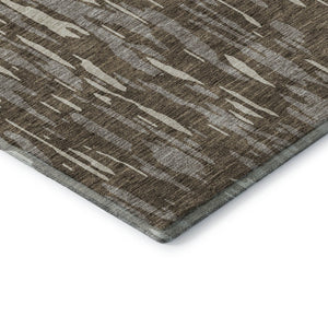 HomeRoots 8' Brown And Ivory Abstract Round Washable Rug - UV Protected, Stain Resistant, Ideal for Active Homes 675141