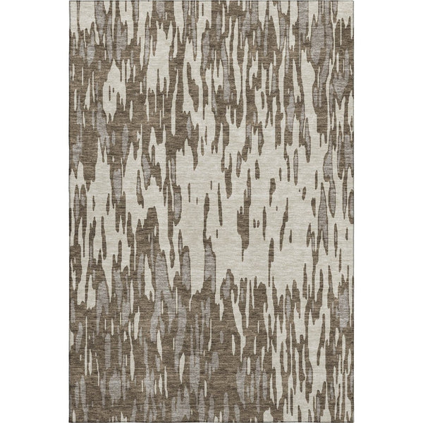 HomeRoots 8' X 10' Brown and Ivory Abstract Area Rug - Washable, Stain Resistant, UV Protected for Easy Care 675142