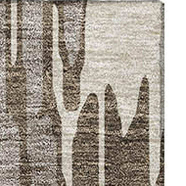 HomeRoots 8' X 10' Brown and Ivory Abstract Area Rug - Washable, Stain Resistant, UV Protected for Easy Care 675142