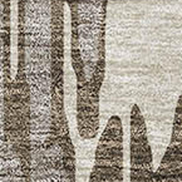 HomeRoots 9' X 12' Stylish Brown and Ivory Abstract Area Rug - Washable, UV Protected, Stain Resistant, Durable 675143