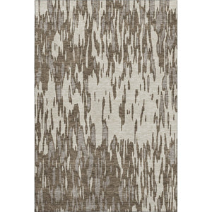 HomeRoots 10' X 14' Stylish Brown and Ivory Abstract Washable Area Rug with UV Protection for High-Traffic Homes 675144