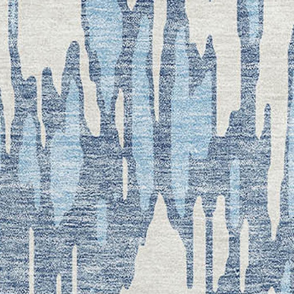 HomeRoots 8' X 10' Stylish Denim Blue & Ivory Abstract Washable Area Rug with UV Protection for High-Traffic Areas 675148