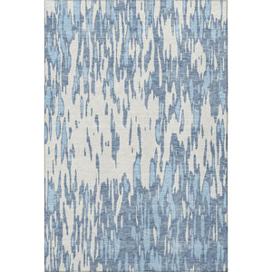 HomeRoots 8' X 10' Stylish Denim Blue & Ivory Abstract Washable Area Rug with UV Protection for High-Traffic Areas 675148