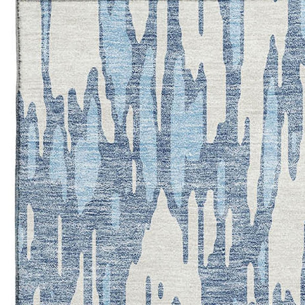HomeRoots 9' X 12' Denim Blue & Ivory Abstract Area Rug – Stylish, Washable, UV-Protected for Busy Homes 675149