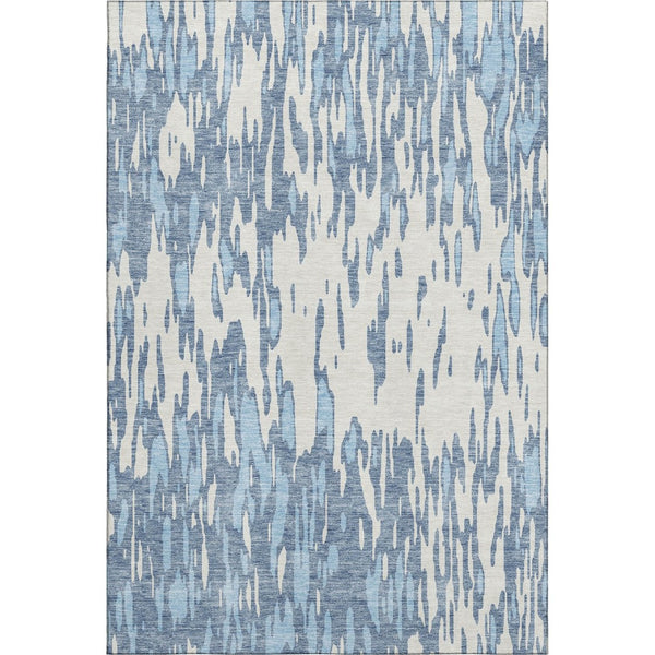 HomeRoots 10' X 14' Denim Blue Abstract Washable Area Rug with UV Protection for Stylish Living Spaces 675150