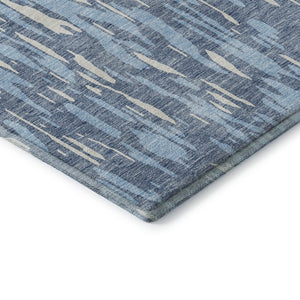 HomeRoots 10' X 14' Denim Blue Abstract Washable Area Rug with UV Protection for Stylish Living Spaces 675150