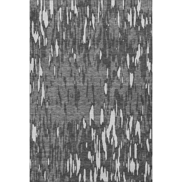 HomeRoots 5' X 8' Gray And Ivory Abstract Area Rug - Washable, UV Protected, Perfect for Family Spaces! 675158