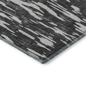 HomeRoots 8' Gray And Ivory Abstract Washable Round Rug – Durable, Stain Resistant, UV Protected for Modern Homes 675159