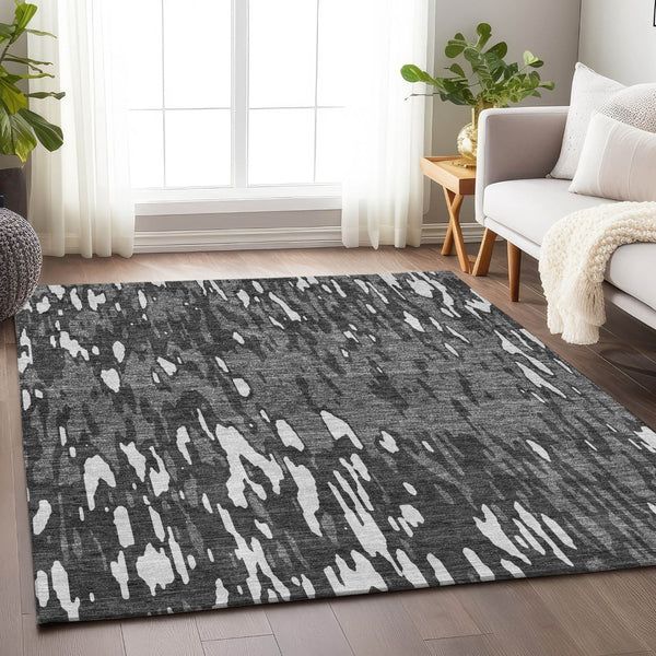 HomeRoots 8' X 10' Modern Gray and Ivory Abstract Washable Area Rug with UV Protection for Busy Homes 675160