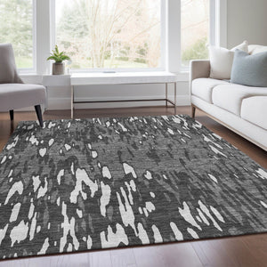 HomeRoots 8' X 10' Modern Gray and Ivory Abstract Washable Area Rug with UV Protection for Busy Homes 675160