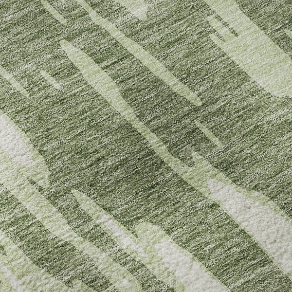 HomeRoots 8' Elegant Green and Ivory Abstract Washable Round Rug with UV Protection for Stylish Spaces 675165