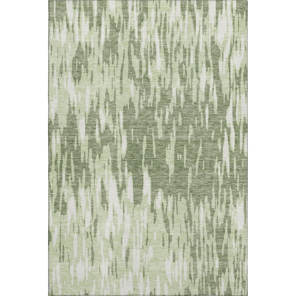 HomeRoots 8' X 10' Green and Ivory Abstract Area Rug - Washable, UV-Protected, Durable Design for Active Homes 675166
