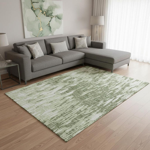 HomeRoots 9' X 12' Green & Ivory Abstract Washable Area Rug – Stylish, Durable, UV-Protected for High-Traffic Areas 675167