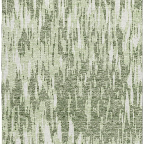 HomeRoots 9' X 12' Green & Ivory Abstract Washable Area Rug – Stylish, Durable, UV-Protected for High-Traffic Areas 675167