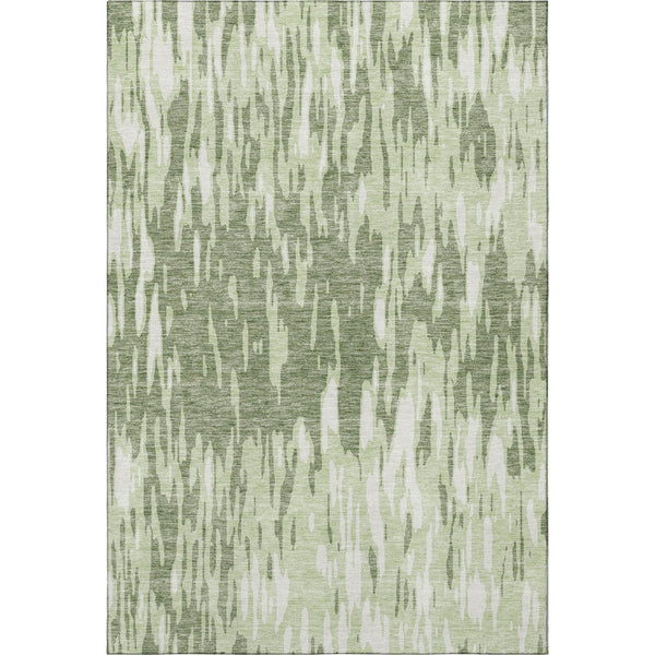 HomeRoots 9' X 12' Green & Ivory Abstract Washable Area Rug – Stylish, Durable, UV-Protected for High-Traffic Areas 675167