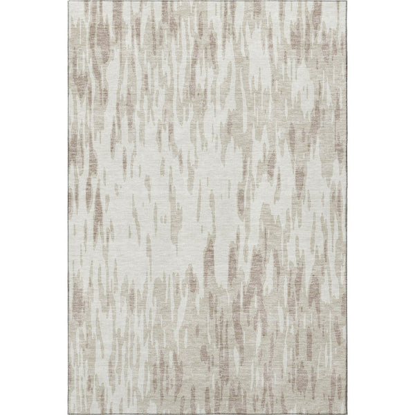 HomeRoots 5' X 8' Ivory And Beige Abstract Washable Area Rug - Durable, Stain Resistant, UV Protected Comfort 675170