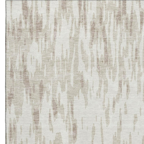 HomeRoots 8' X 10' Ivory And Beige Abstract Area Rug - Washable, UV-Protected, Stylish & Low-Maintenance Design 675172