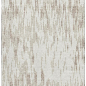 HomeRoots 10' X 14' Ivory And Beige Abstract Area Rug - Washable, UV Protected, Stain-Resistant for Modern Spaces 675174