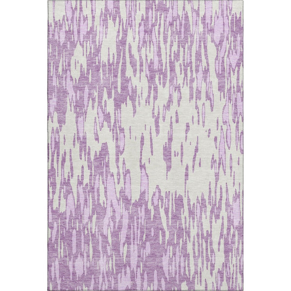 HomeRoots 5' X 8' Stylish Lavender and Ivory Abstract Washable Area Rug with Stain Resistance & UV Shield 675176